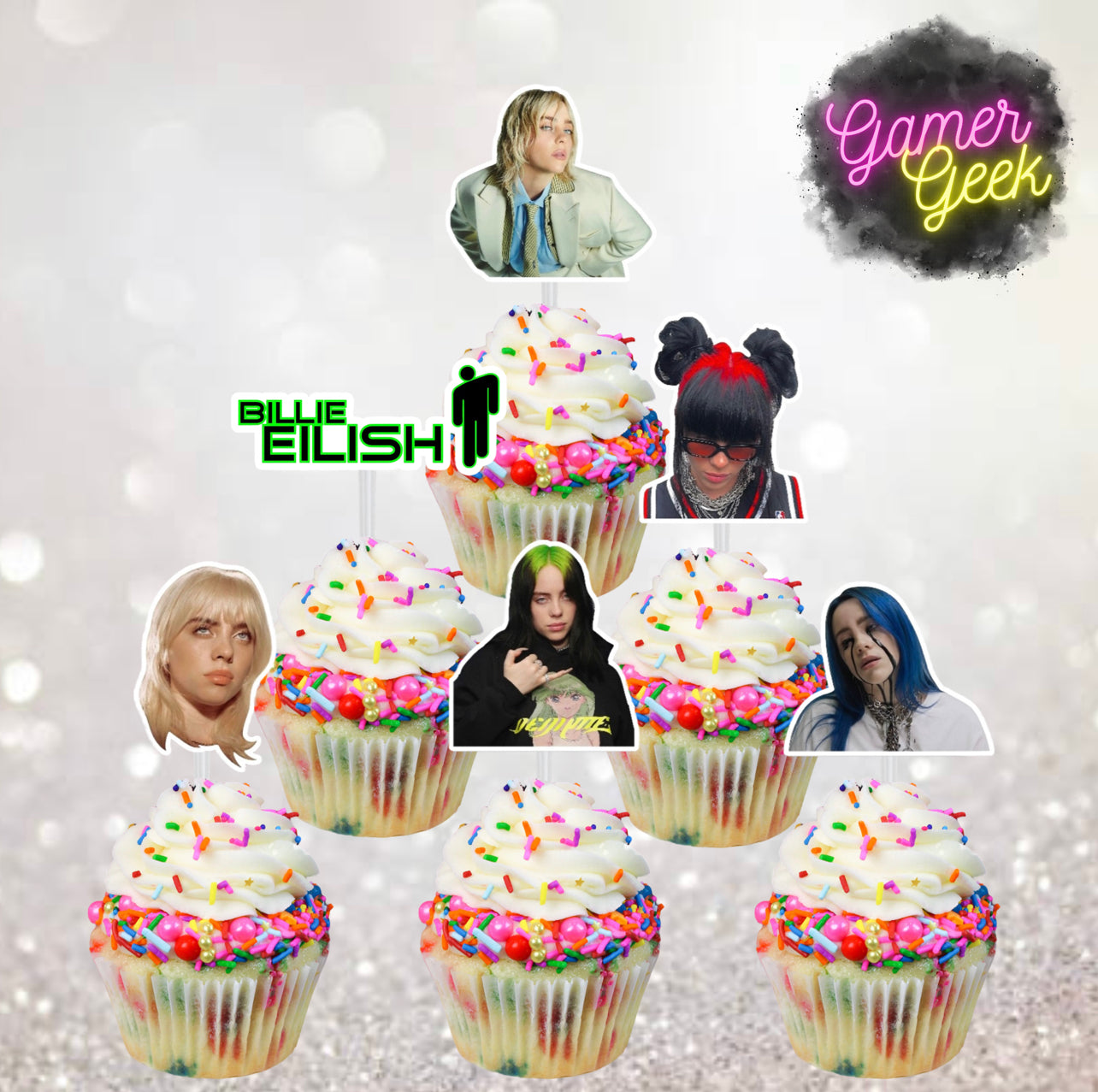 Billie E Inspired Party Package | Hanging Spirals, Cupcake Picks, Confetti, Straws