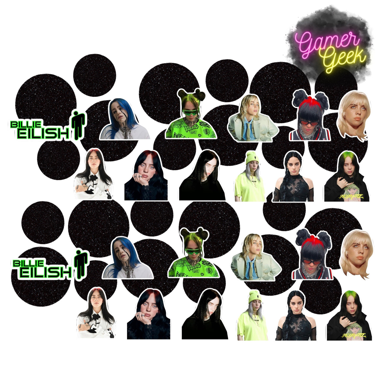 Billie E Inspired Party Package | Hanging Spirals, Cupcake Picks, Confetti, Straws