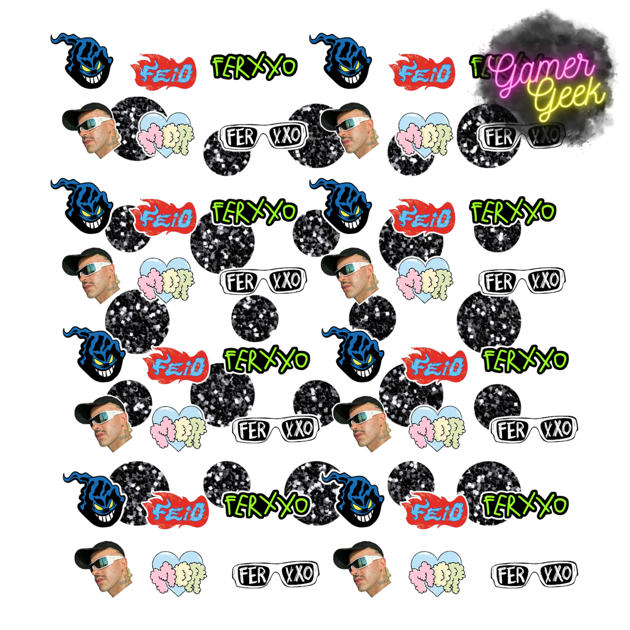 Feid Ferxxo Inspired Party Package | Hanging Spirals, Cupcake Picks, Confetti, Straws