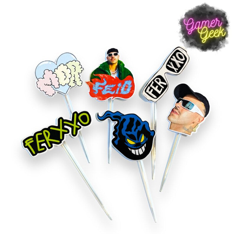 Feid Ferxxo Inspired Party Package | Hanging Spirals, Cupcake Picks, Confetti, Straws