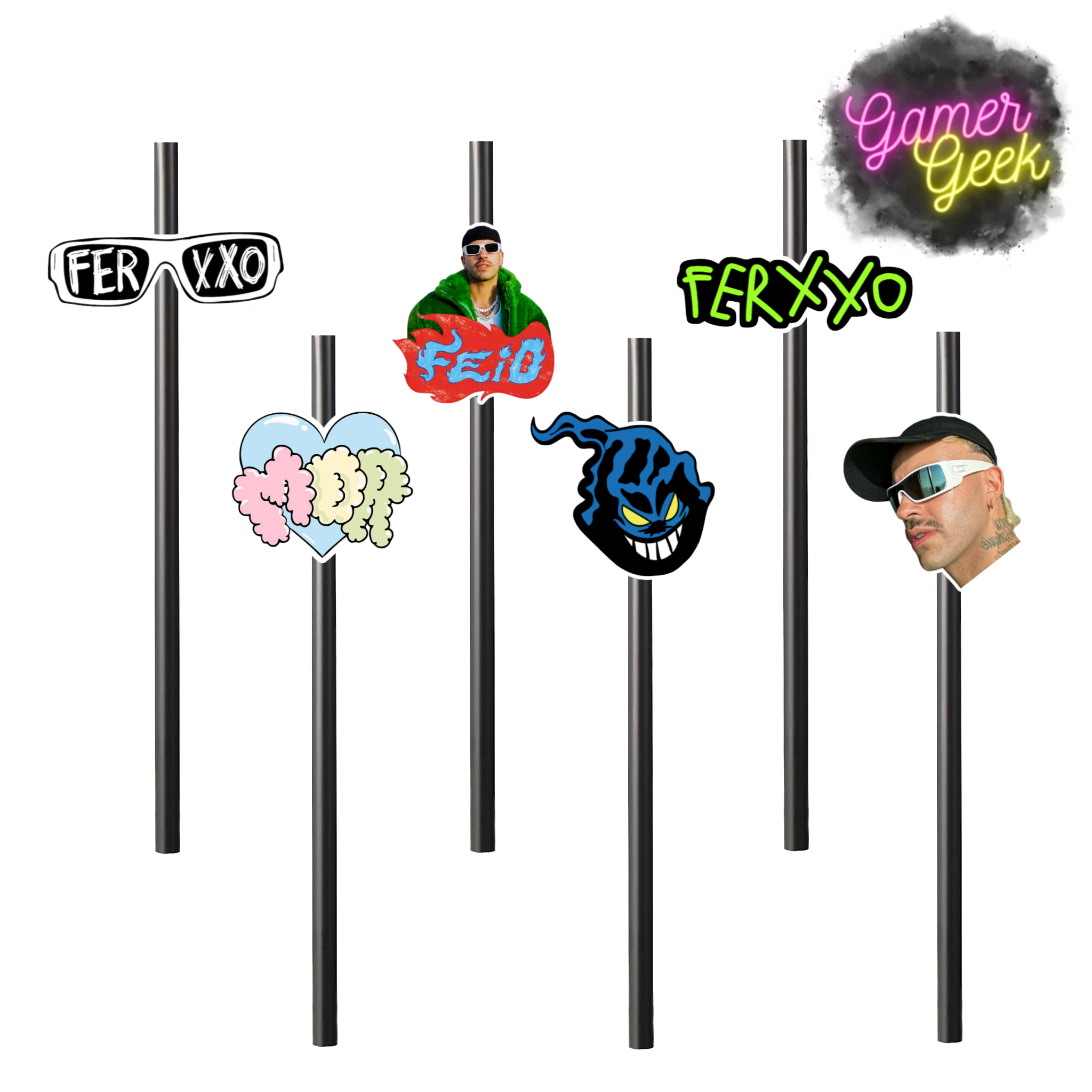 Feid Ferxxo Inspired Party Package | Hanging Spirals, Cupcake Picks, Confetti, Straws