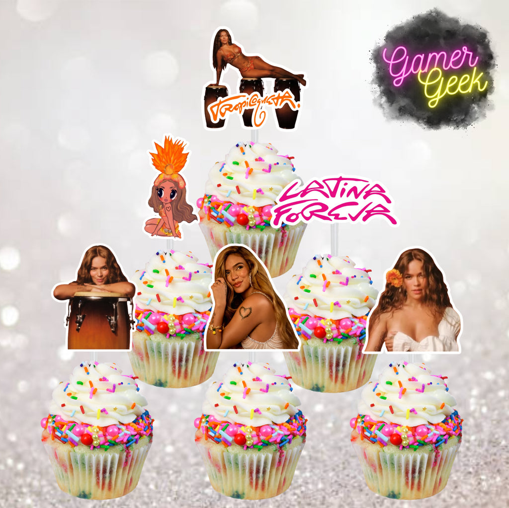 Karol Tropicoqueta Inspired Party Package | Hanging Spirals, Cupcake Picks, Confetti, Straws