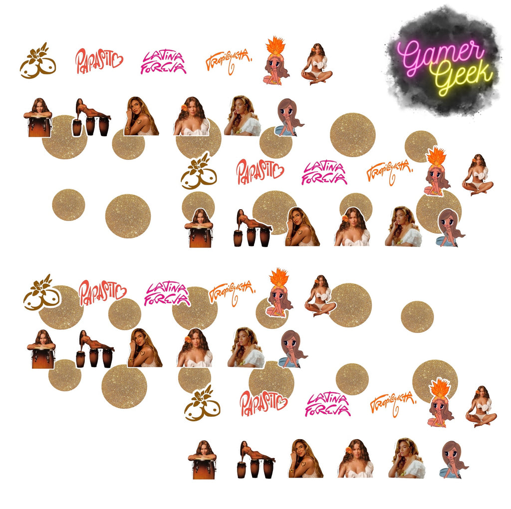 Karol Tropicoqueta Inspired Party Package | Hanging Spirals, Cupcake Picks, Confetti, Straws