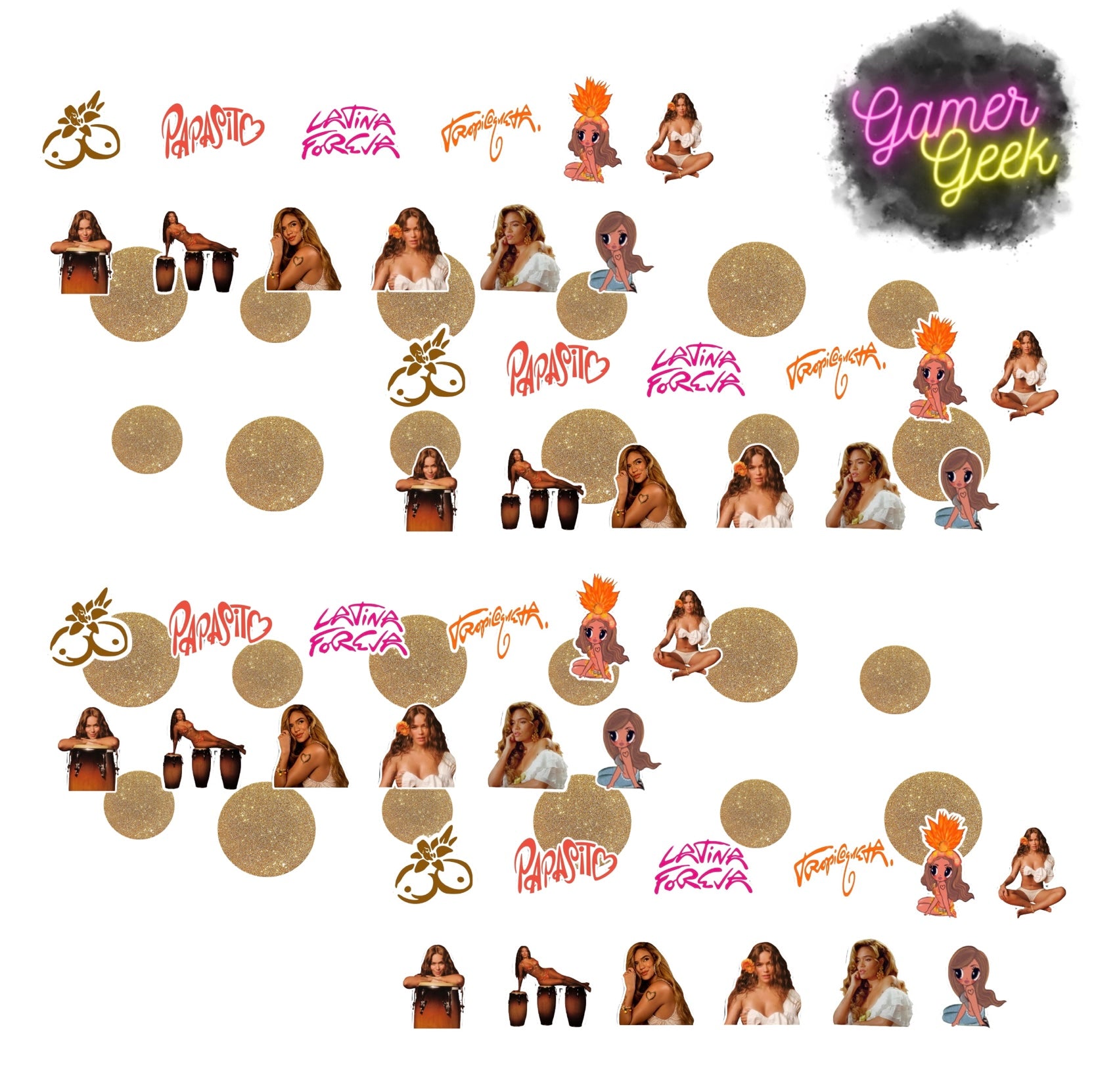 Karol Tropicoqueta Inspired Party Package | Hanging Spirals, Cupcake Picks, Confetti, Straws