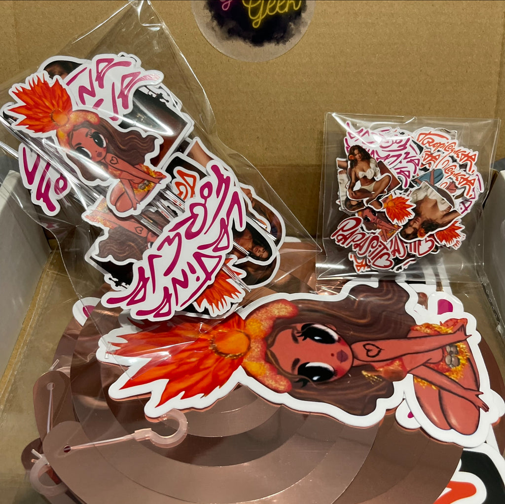 Karol Tropicoqueta Inspired Party Package | Hanging Spirals, Cupcake Picks, Confetti, Straws