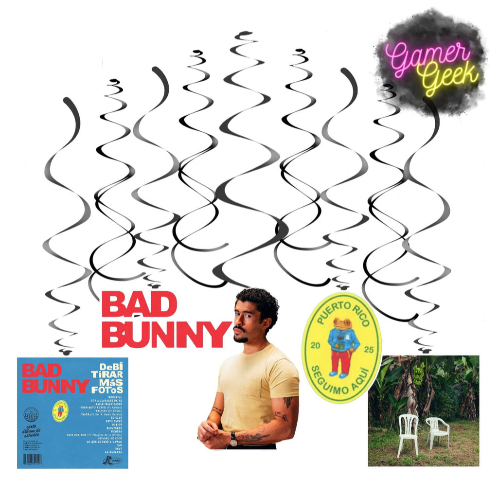 Bad Conejo Malo DTMF Inspired Party Package | Hanging Spirals, Cupcake Picks, Confetti, Straws