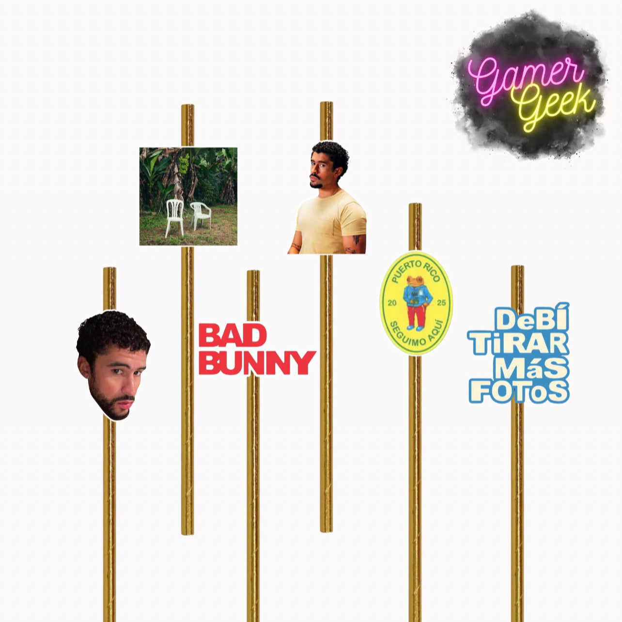 Bad Conejo Malo DTMF Inspired Party Package | Hanging Spirals, Cupcake Picks, Confetti, Straws