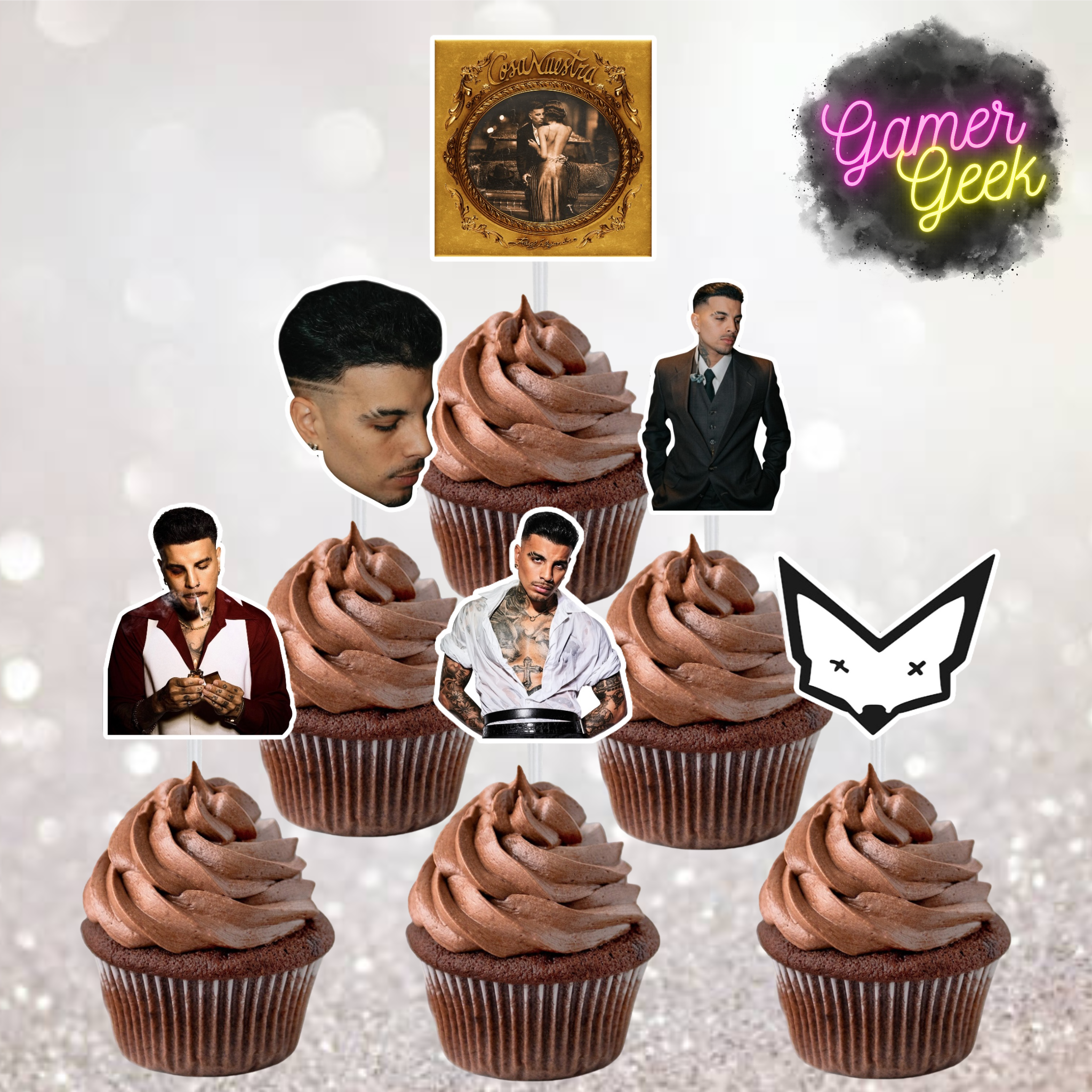 Rauw Cosa Nuestra Inspired Cupcake Picks/ Toppers | Set Of 12, 24